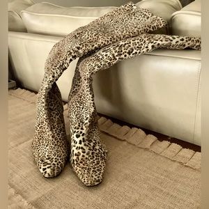 Leopard Print Fashion Boots, Size 9